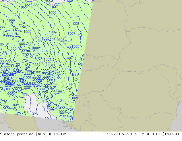 Bodendruck ICON-D2 Do 02.05.2024 15 UTC