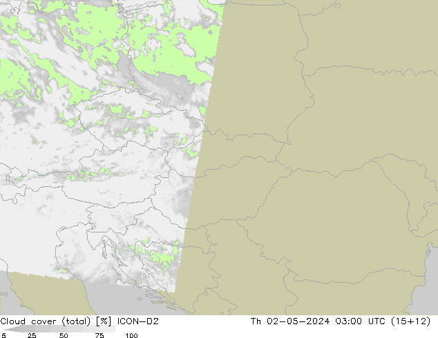 Bewolking (Totaal) ICON-D2 do 02.05.2024 03 UTC