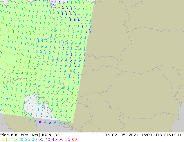 Rüzgar 500 hPa ICON-D2 Per 02.05.2024 15 UTC