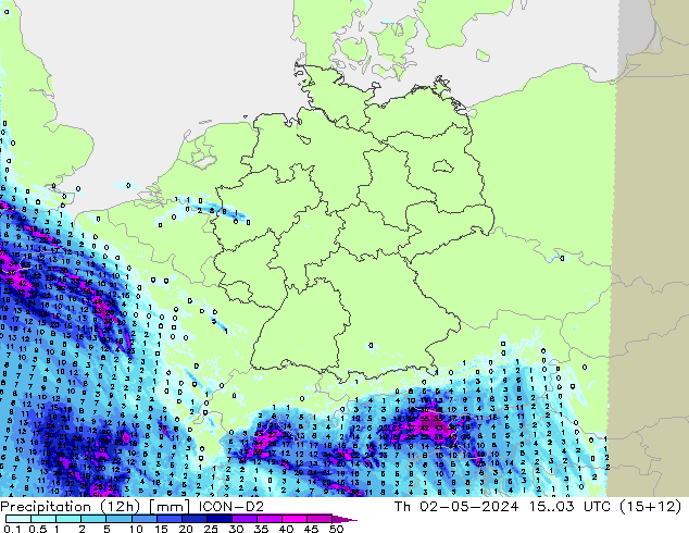 Precipitation (12h) ICON-D2 Th 02.05.2024 03 UTC