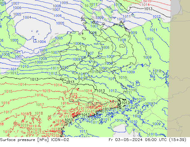 pression de l'air ICON-D2 ven 03.05.2024 06 UTC