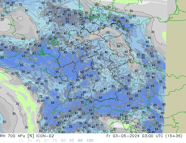 RH 700 гПа ICON-D2 пт 03.05.2024 03 UTC