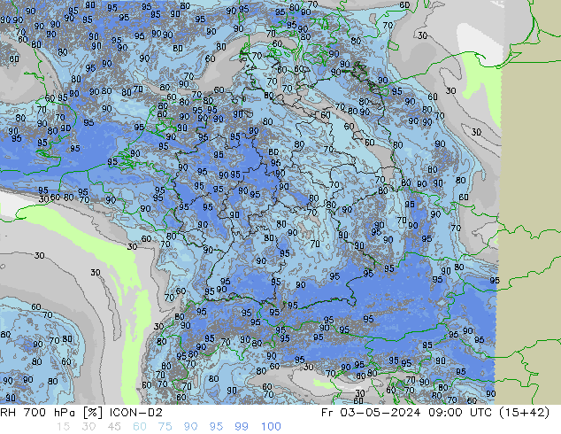 700 hPa Nispi Nem ICON-D2 Cu 03.05.2024 09 UTC