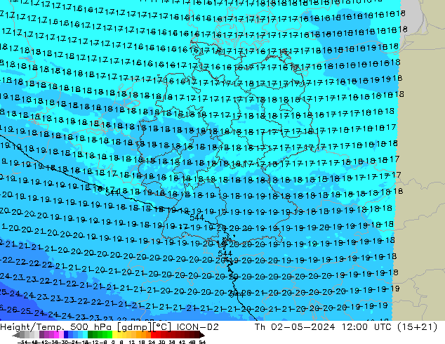 Height/Temp. 500 гПа ICON-D2 чт 02.05.2024 12 UTC