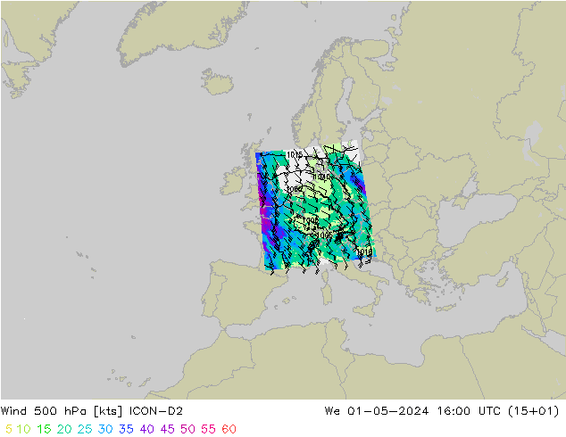 Wind 500 hPa ICON-D2 Mi 01.05.2024 16 UTC