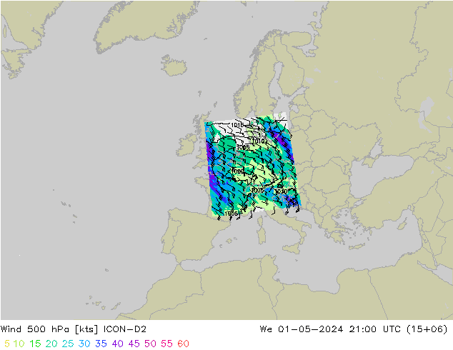 Wind 500 hPa ICON-D2 St 01.05.2024 21 UTC