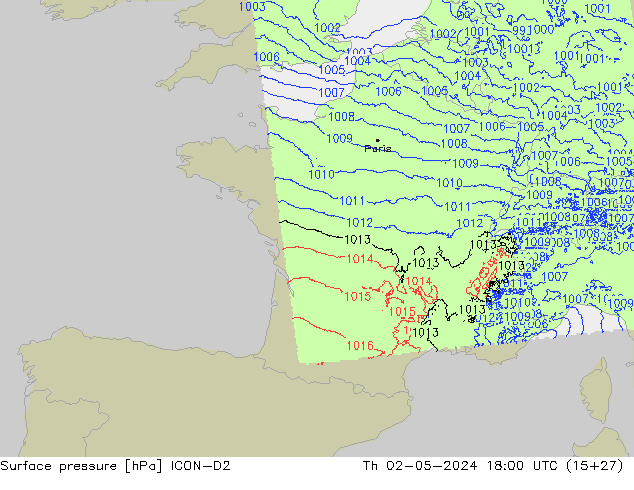 Yer basıncı ICON-D2 Per 02.05.2024 18 UTC