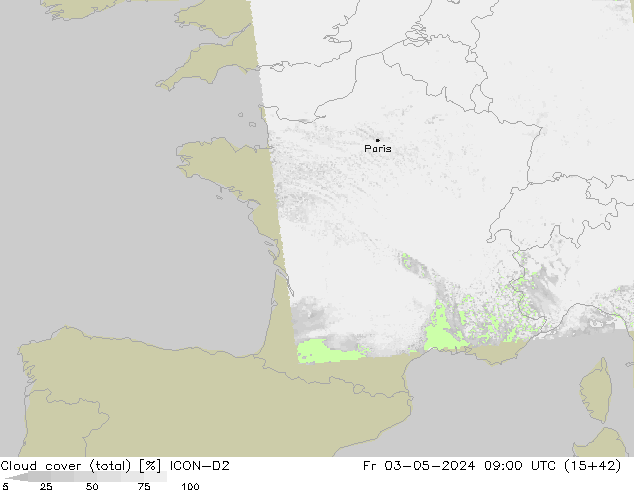 Bewolking (Totaal) ICON-D2 vr 03.05.2024 09 UTC