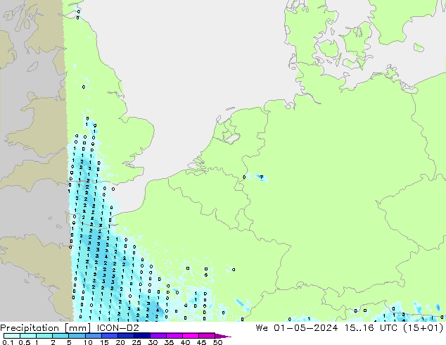 Neerslag ICON-D2 wo 01.05.2024 16 UTC