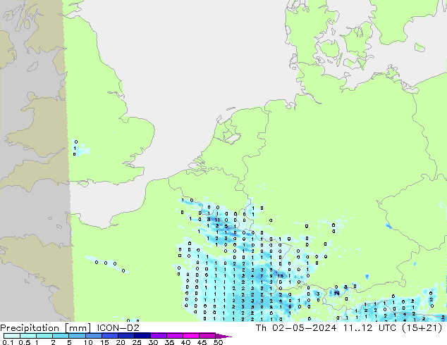 Precipitation ICON-D2 Th 02.05.2024 12 UTC