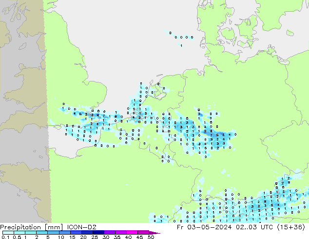 Precipitation ICON-D2 Fr 03.05.2024 03 UTC