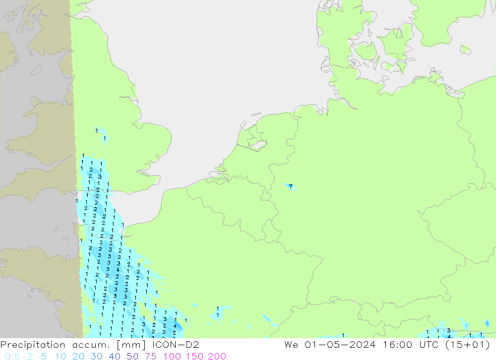 Precipitación acum. ICON-D2 mié 01.05.2024 16 UTC