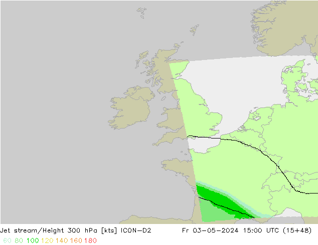 Prąd strumieniowy ICON-D2 pt. 03.05.2024 15 UTC