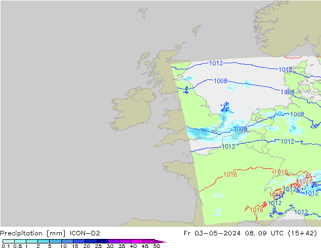 Niederschlag ICON-D2 Fr 03.05.2024 09 UTC