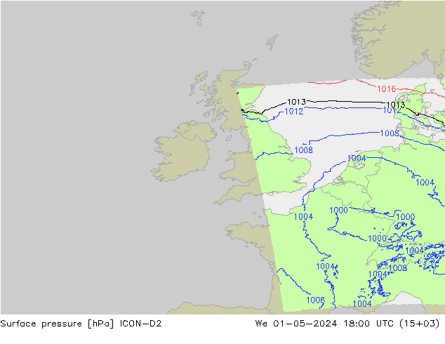pression de l'air ICON-D2 mer 01.05.2024 18 UTC