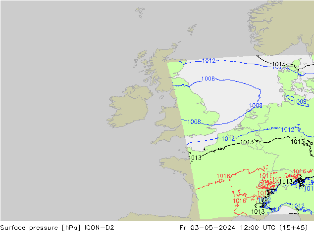 Surface pressure ICON-D2 Fr 03.05.2024 12 UTC