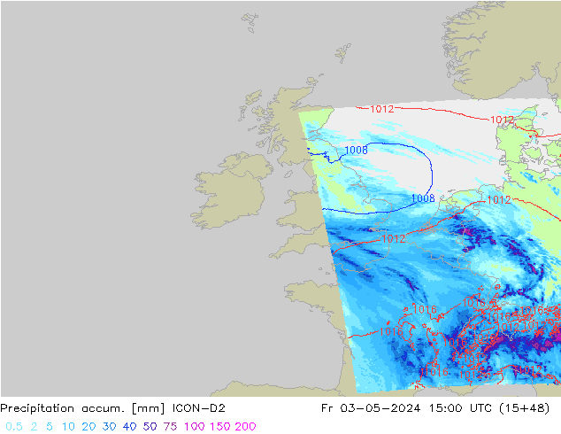 Nied. akkumuliert ICON-D2 Fr 03.05.2024 15 UTC