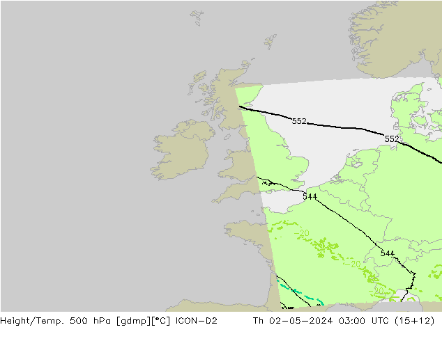 Height/Temp. 500 hPa ICON-D2  02.05.2024 03 UTC
