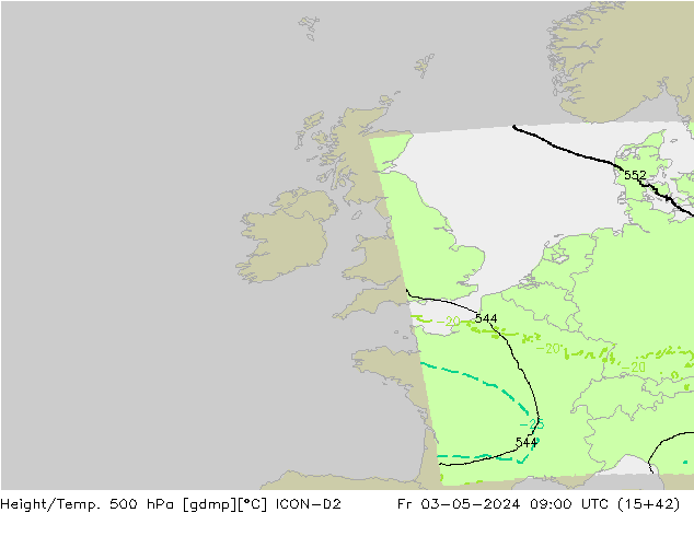 Height/Temp. 500 hPa ICON-D2 ven 03.05.2024 09 UTC