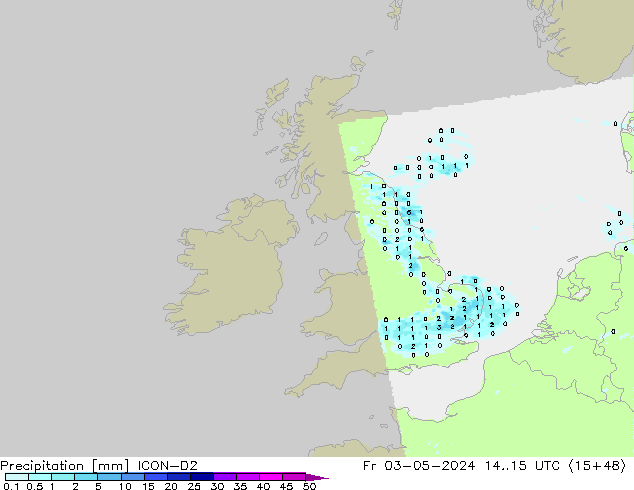 Niederschlag ICON-D2 Fr 03.05.2024 15 UTC