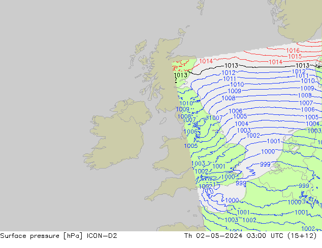 Luchtdruk (Grond) ICON-D2 do 02.05.2024 03 UTC