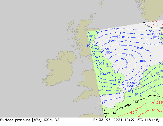 Surface pressure ICON-D2 Fr 03.05.2024 12 UTC