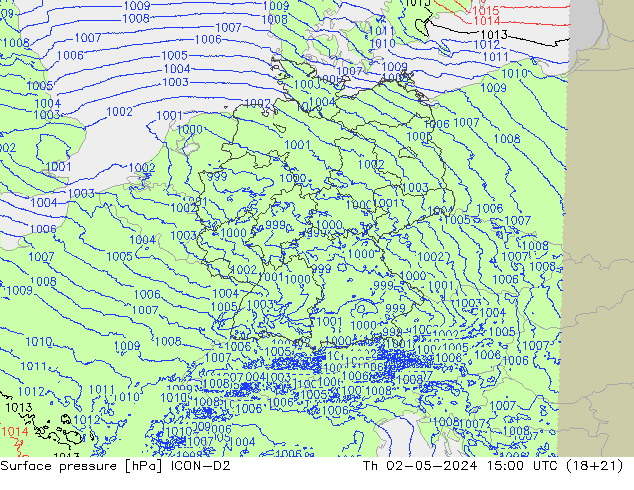 Bodendruck ICON-D2 Do 02.05.2024 15 UTC