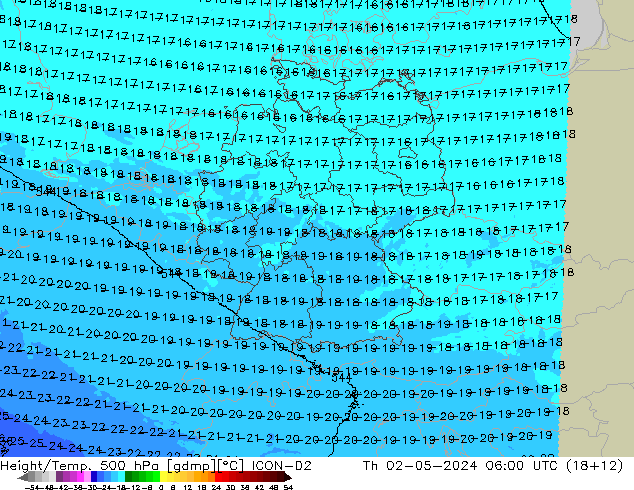 Height/Temp. 500 hPa ICON-D2  02.05.2024 06 UTC