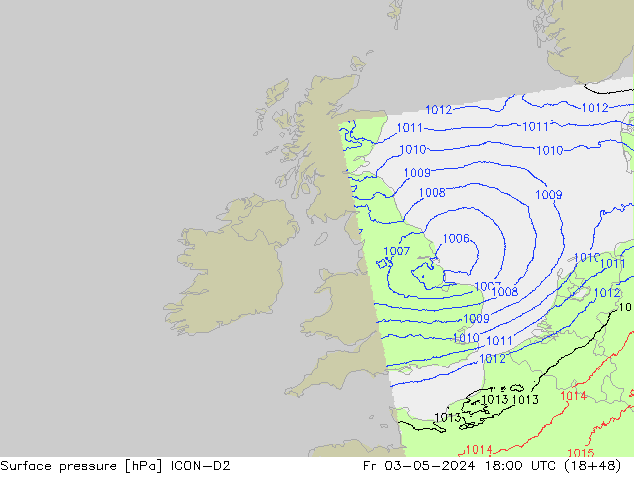 Yer basıncı ICON-D2 Cu 03.05.2024 18 UTC