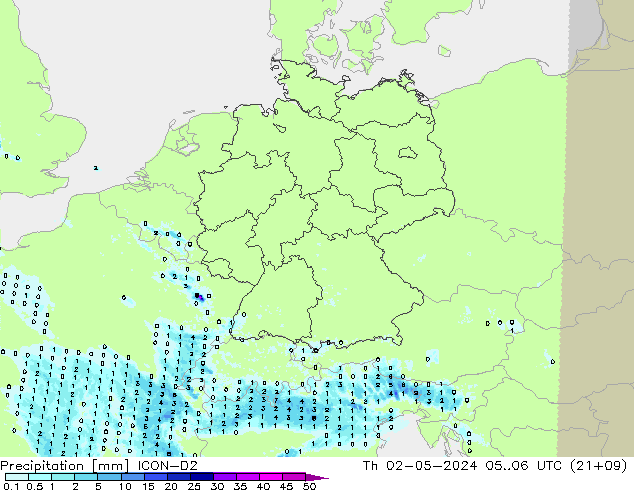 Precipitation ICON-D2 Th 02.05.2024 06 UTC