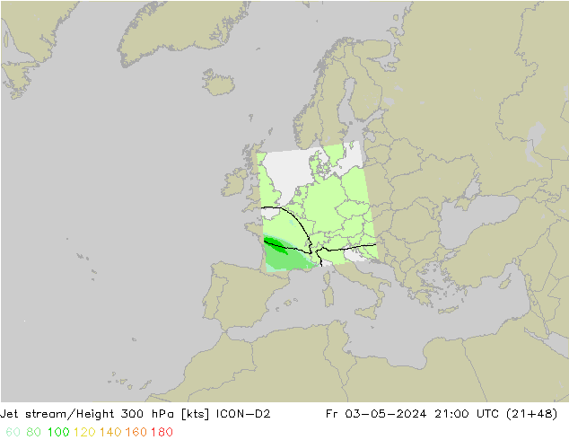 Prąd strumieniowy ICON-D2 pt. 03.05.2024 21 UTC