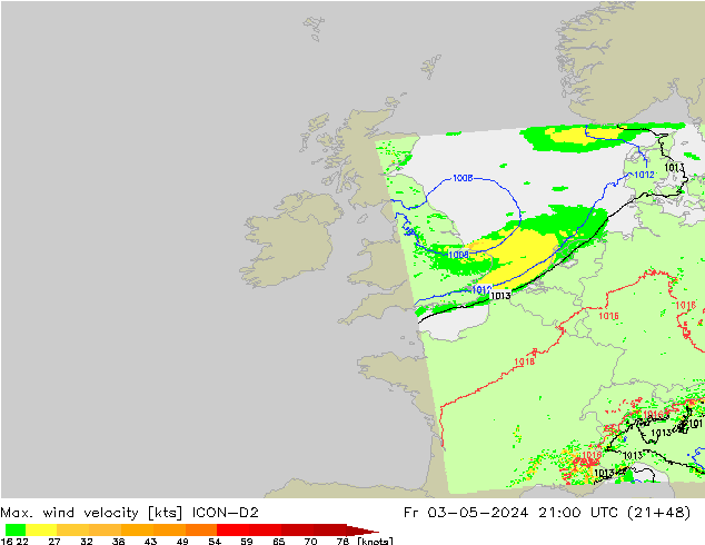 Max. wind velocity ICON-D2  03.05.2024 21 UTC