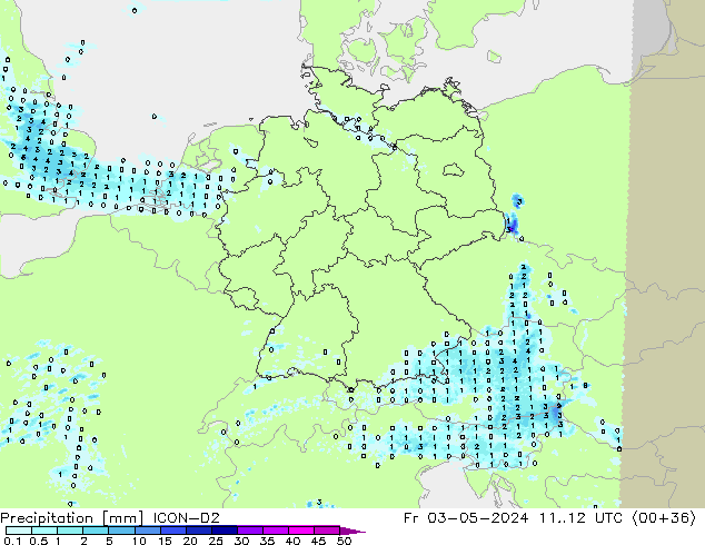 Precipitation ICON-D2 Fr 03.05.2024 12 UTC