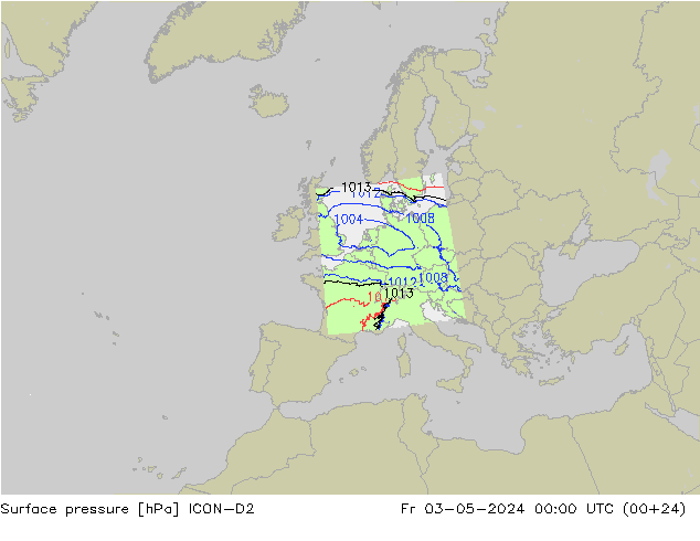 ciśnienie ICON-D2 pt. 03.05.2024 00 UTC