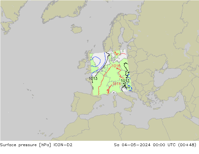 Bodendruck ICON-D2 Sa 04.05.2024 00 UTC