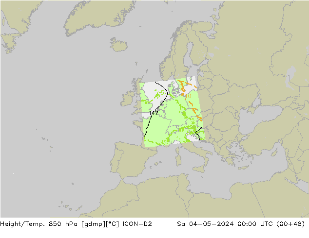 Height/Temp. 850 hPa ICON-D2 so. 04.05.2024 00 UTC