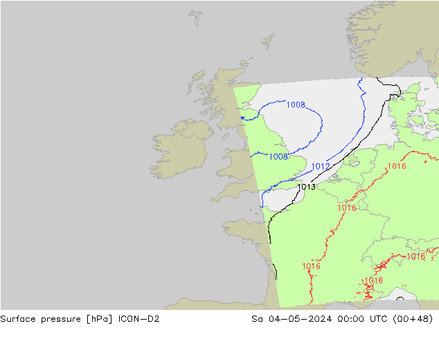 pression de l'air ICON-D2 sam 04.05.2024 00 UTC