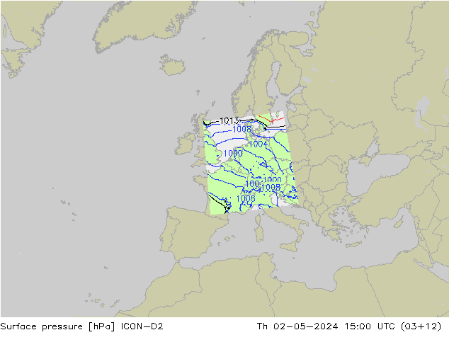 Bodendruck ICON-D2 Do 02.05.2024 15 UTC