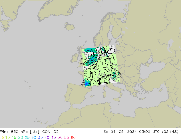 Wind 850 hPa ICON-D2 Sa 04.05.2024 03 UTC