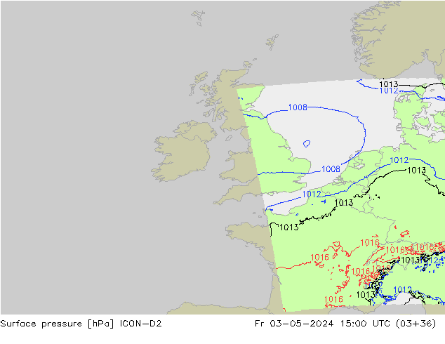 Surface pressure ICON-D2 Fr 03.05.2024 15 UTC