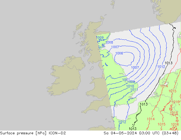 ciśnienie ICON-D2 so. 04.05.2024 03 UTC