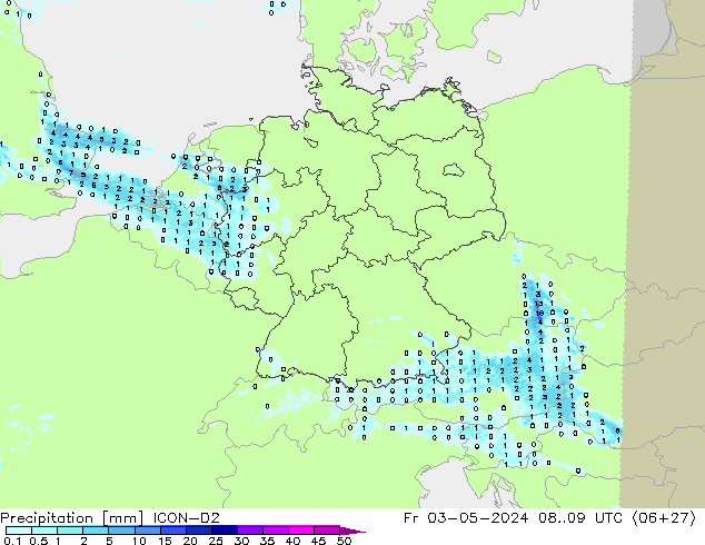 Precipitation ICON-D2 Fr 03.05.2024 09 UTC