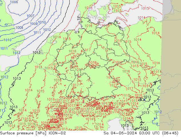 Bodendruck ICON-D2 Sa 04.05.2024 03 UTC