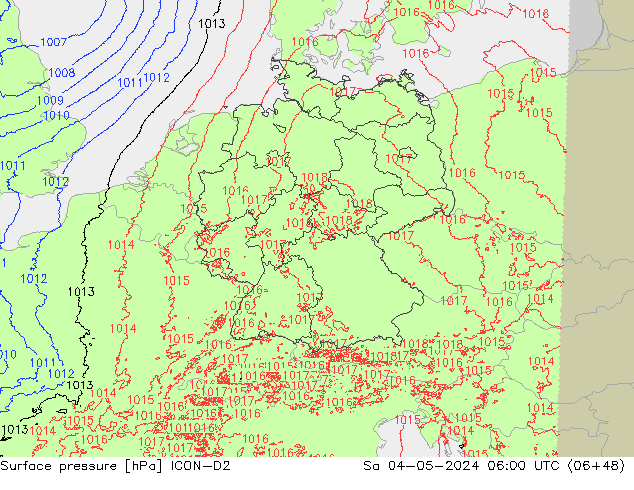 Bodendruck ICON-D2 Sa 04.05.2024 06 UTC