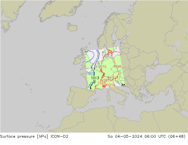 ciśnienie ICON-D2 so. 04.05.2024 06 UTC