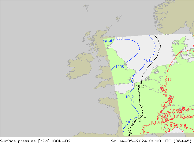 Surface pressure ICON-D2 Sa 04.05.2024 06 UTC