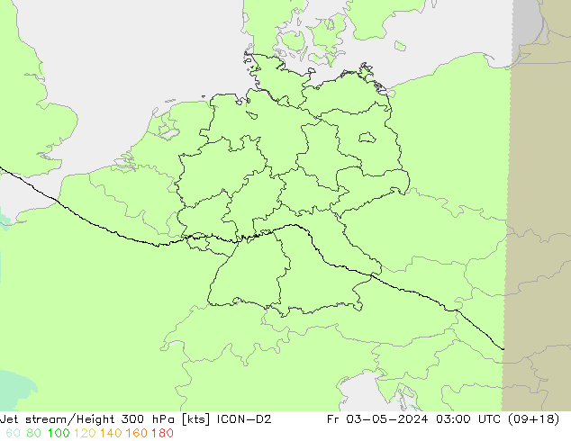 Jet Akımları ICON-D2 Cu 03.05.2024 03 UTC