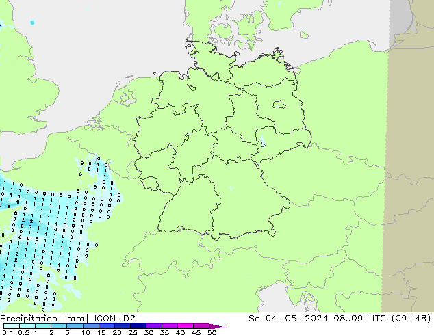 Precipitation ICON-D2 Sa 04.05.2024 09 UTC