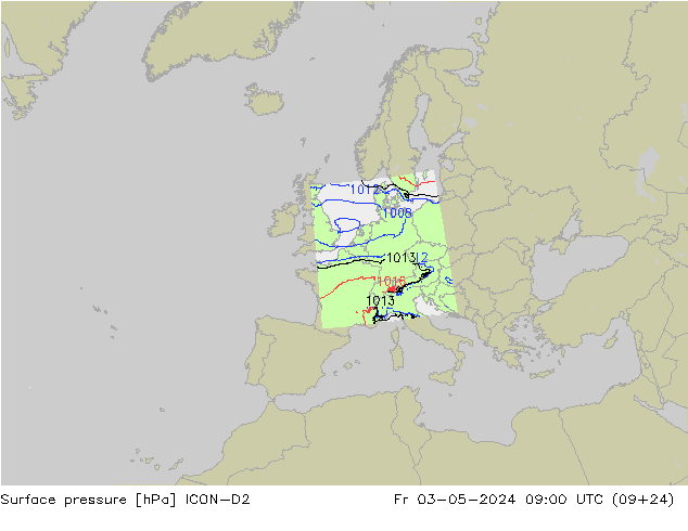 Bodendruck ICON-D2 Fr 03.05.2024 09 UTC