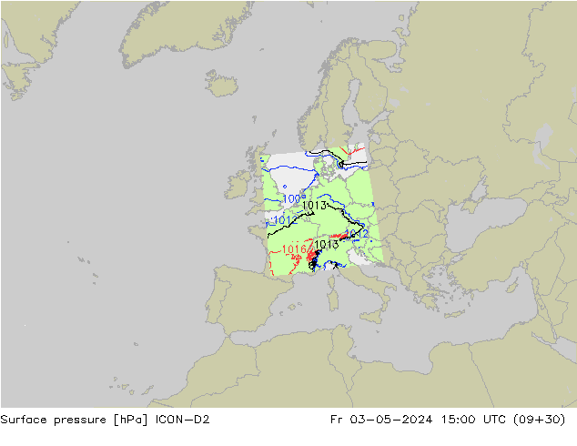 Bodendruck ICON-D2 Fr 03.05.2024 15 UTC